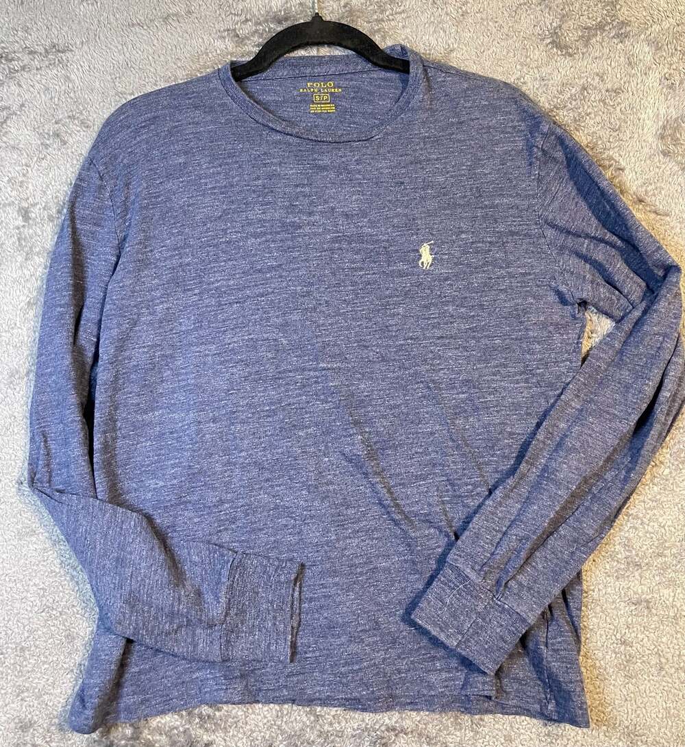 Polo Ralph Lauren Long Sleeve Heathered Blue T-Shirt Size S/P